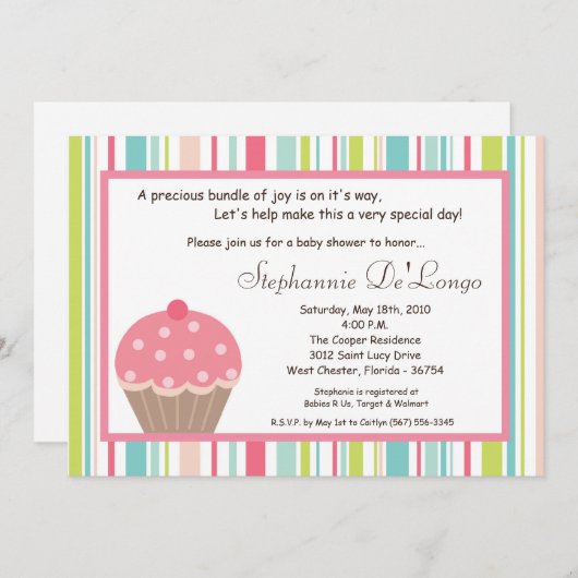 5x7 Sweet Treat Cup Baby shower Invitation (Devant / Derrière)