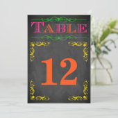 5x7 tabelnummer kaart | Neon Chalkboard (Staand voorkant)