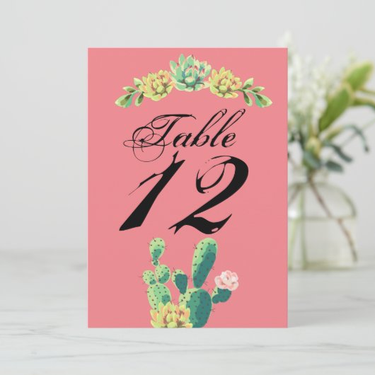 5x7 Tafelnummer Kaart Boheemse Cactus Succulenten (Staand voorkant)