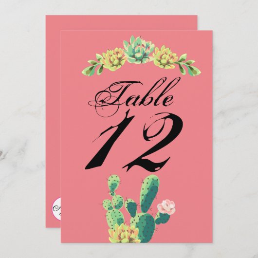 5x7 Tafelnummer Kaart Boheemse Cactus Succulenten (Voorkant / Achterkant)