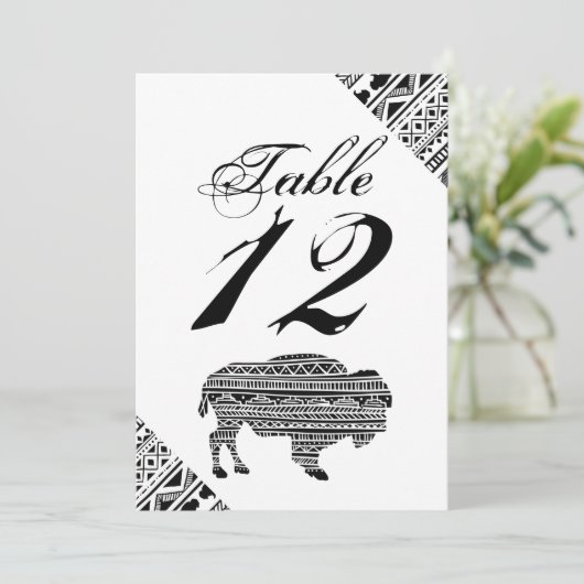 5x7 Tafelnummer Kaart Boho Buffalo Tribal Pattern (Staand voorkant)