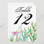 5x7 Tafelnummer Kaart Boho Llama Bohemian Cacti De (Voorkant / Achterkant)