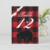 5x7 Tafelnummer Kaart Rood Buffel Plaid Beer Zwart (Staand voorkant)