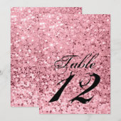 5x7 Tafelnummer Kaart Roos Gold Glitter (Voorkant / Achterkant)