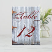 5x7 Tafelnummer Kaart Wit Wassen Hout Schuur Door  (Staand voorkant)