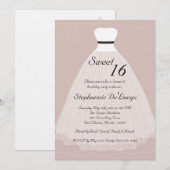 5x7 Tan Sheer Jurk Sweet 16 Verjaardag Uitnodiging (Voorkant / Achterkant)