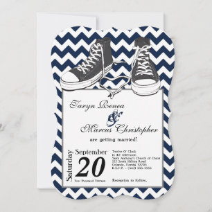 5x7 Teenage Sneakers Chevron Wedding Uitnodiging