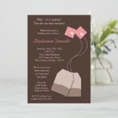 5x7 Thé Brown Tea Bag Fête Invitation Anniversaire (Debout devant)