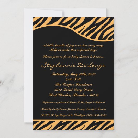 5x7 Tiger Animal Print Baby shower Uitnodiging (Voorkant)