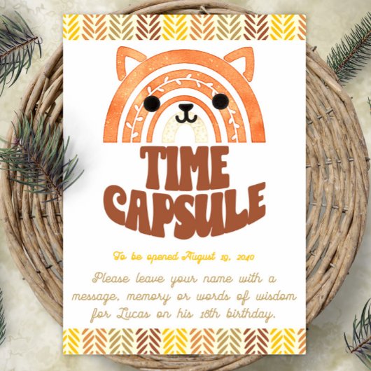 5x7 Tijdscapsule Boho Woodland Vos Verjaardag Poster