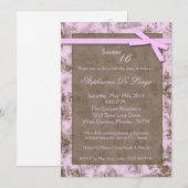 5x7 Toile roseTissu sucré 16 Invitation anniversai (Devant / Derrière)