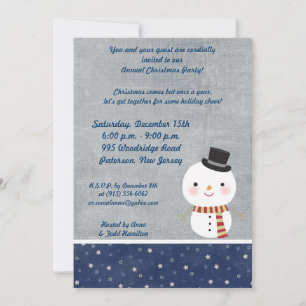 5x7 Top Hat Snowman Invitation