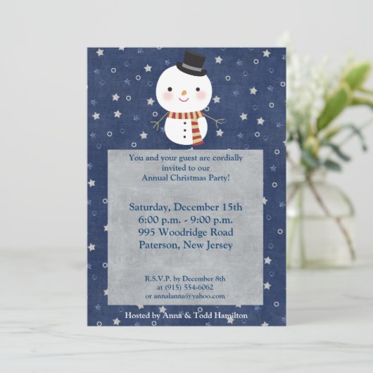 5x7 Top Hat Snowman Invitation (Debout devant)