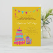 5x7 Topsey Cake Quinceanera Birthday Invitation Kaart (Staand voorkant)