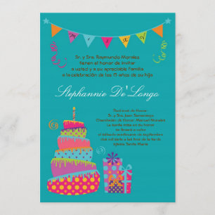 5x7 Topsey Cake Quinceanera Invitation Anniversair