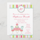 5x7 Trendy Chic Tea Party Birthday Part Invitation Kaart (Voorkant / Achterkant)