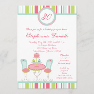 5x7 Trendy Chic Tea Party Birthday Part Invitation Kaart
