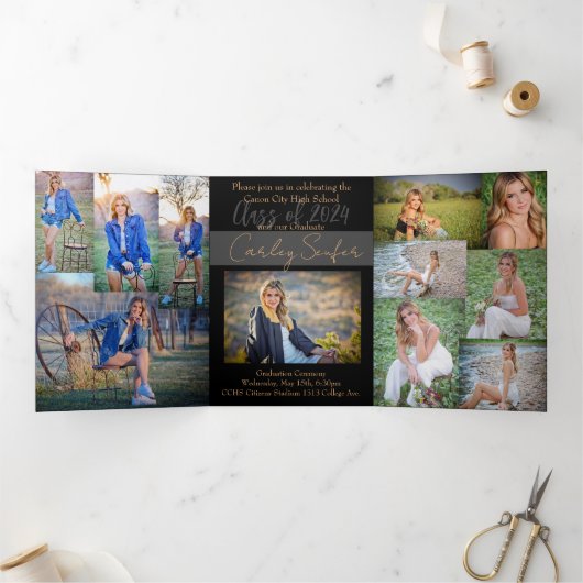 5x7 Triplé Graduation Faire-part Invitation (Intérieur)