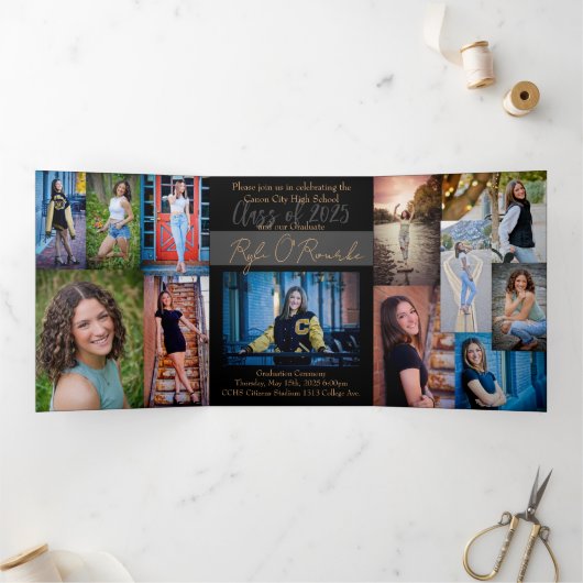 5x7 Triplé Graduation Faire-part Invitation (Intérieur)