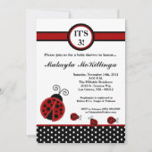 5x7 TRIPLETS Red Lady Bug Baby shower Invitation (Devant)