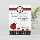 5x7 TRIPLETS Red Lady Bug Baby shower Invitation (Debout devant)