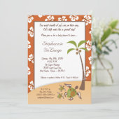 5x7 Tropical Turtle Mama TWINS Douche Invitation (Debout devant)