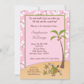 5x7 Tropical Turtle Mama TWINS Douche Invitation (Devant)