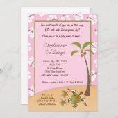 5x7 Tropical Turtle Mama TWINS Douche Invitation (Devant / Derrière)