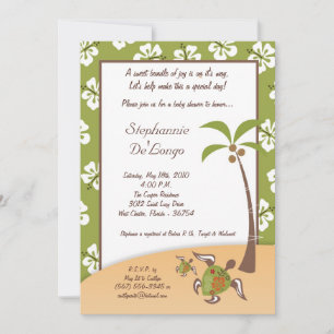 5x7 Tropische Turtle Mama Baby shower Invitation Kaart
