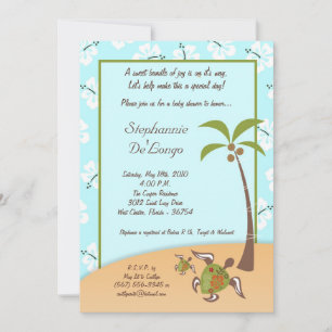 5x7 Tropische Turtle Mama Baby shower Invitation Kaart