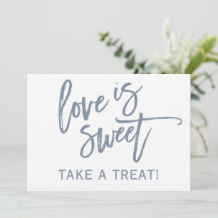 5X7 Trouwdag Candy Bar / Buffet Bord Stofblauw Kaart