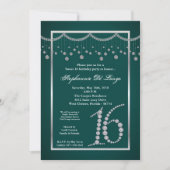 5x7 Turquoise Diamond Sweet 16 Verjaardag Uitnodig Kaart (Voorkant)