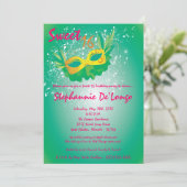 5x7 Turquoise Masquerade Sweet 16 Invitation anniv (Debout devant)