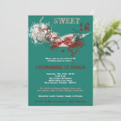 5x7 Turquoise Masquerade Sweet 16 Invitation anniv (Debout devant)