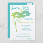 5x7 Turquoise Masquerade Sweet 16 Invitation anniv (Devant / Derrière)