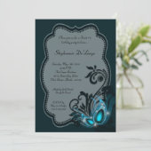 5x7 Turquoise Masquerade Sweet 16 Invitation anniv (Debout devant)