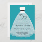 5x7 Turquoise robe Quinceanera Invitation d'annive (Devant / Derrière)