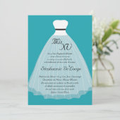 5x7 Turquoise robe Quinceanera Invitation d'annive (Debout devant)