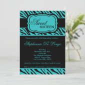 5x7 Turquoise Zebra Imprimer Invitation à la fête (Debout devant)