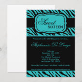 5x7 Turquoise Zebra Imprimer Invitation à la fête (Devant / Derrière)