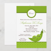 5x7 TWIN Boy Peas in Pod Baby shower Invitation (Devant / Derrière)