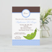 5x7 TWIN Boy Peas in Pod Baby shower Invitation (Debout devant)