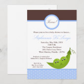 5x7 TWIN Boy Peas in Pod Baby shower Invitation (Devant / Derrière)