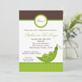 5x7 TWIN Girl Peas in Pod Baby shower Invitation (Debout devant)