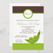 5x7 TWIN Girl Peas in Pod Baby shower Invitation (Devant / Derrière)
