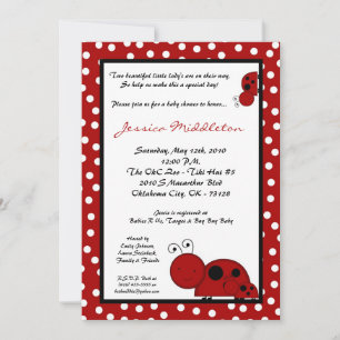 5x7 TWIN TWINS Red Lady Baby shower Invitation