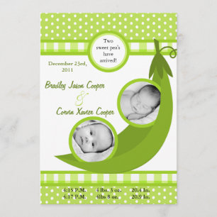 5x7 Twins Pea dans un Faire-part de naissance PHOT