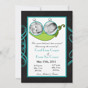 5x7 Twins Pea dans un Faire-part de naissance PHOT