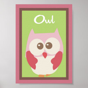 5X7 Uil Wall Art Liefde en Natuur Meisje Woodland Poster