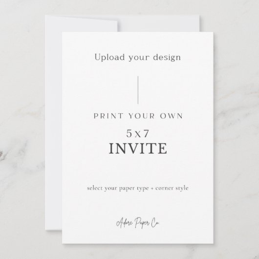 5x7 Uitnodigen: Upload uw eigen Kaart (Voorkant)